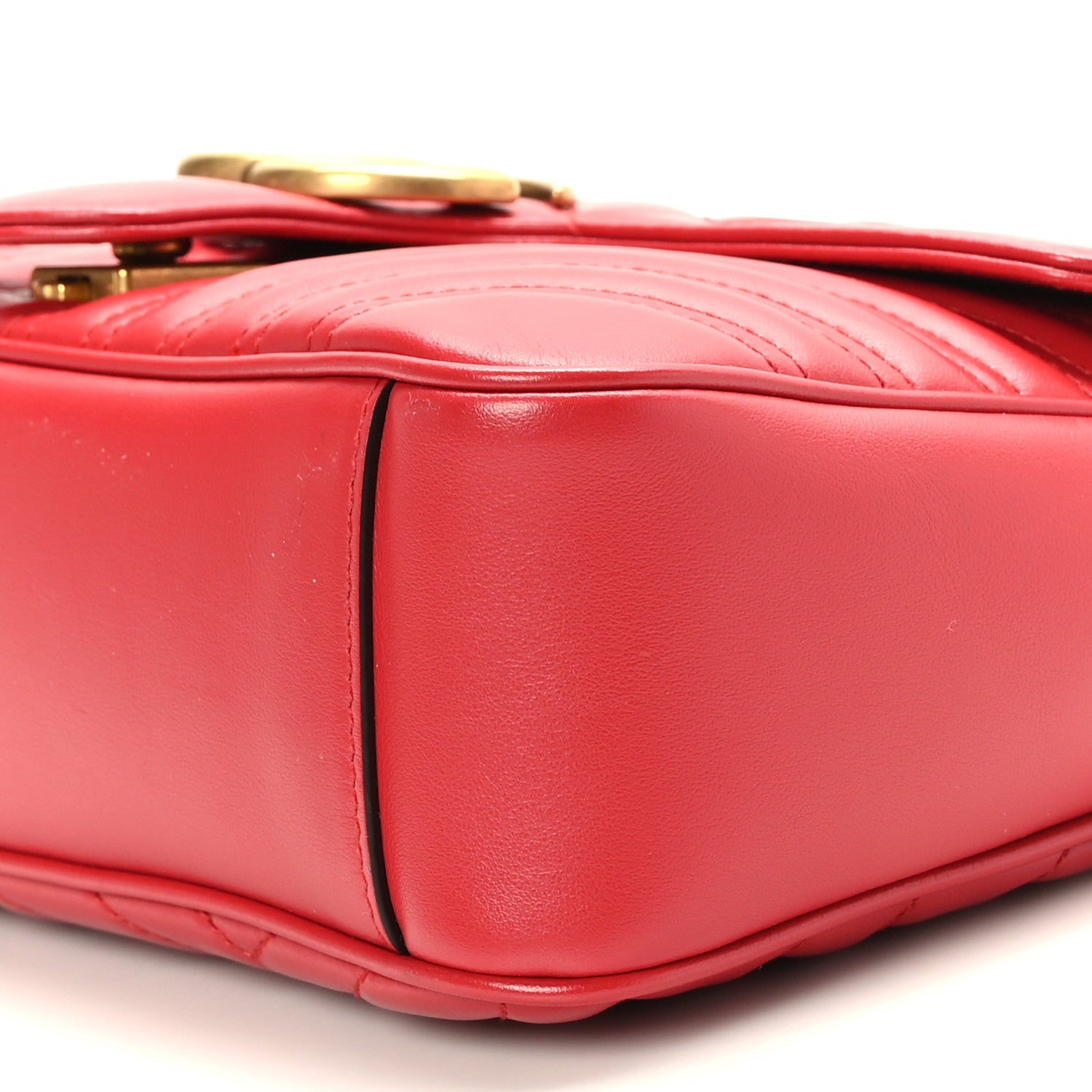 Gucci Calfskin Matelasse Small GG Marmont Shoulder Bag Hibiscus Red 8 of 8