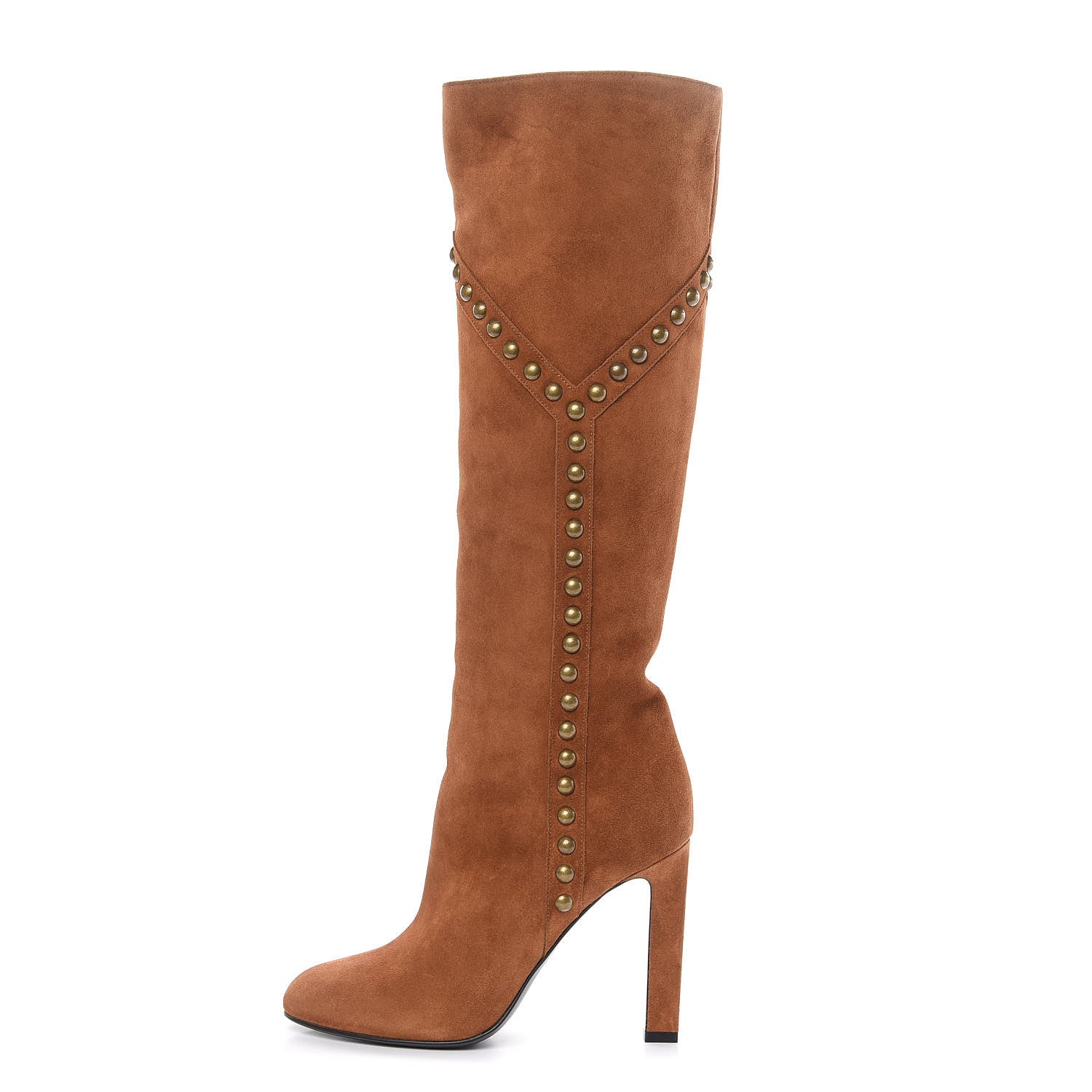 Saint Laurent Suede Otterproof Light Studded Grace 105 Boots 37 Fox Brown 1 of 8