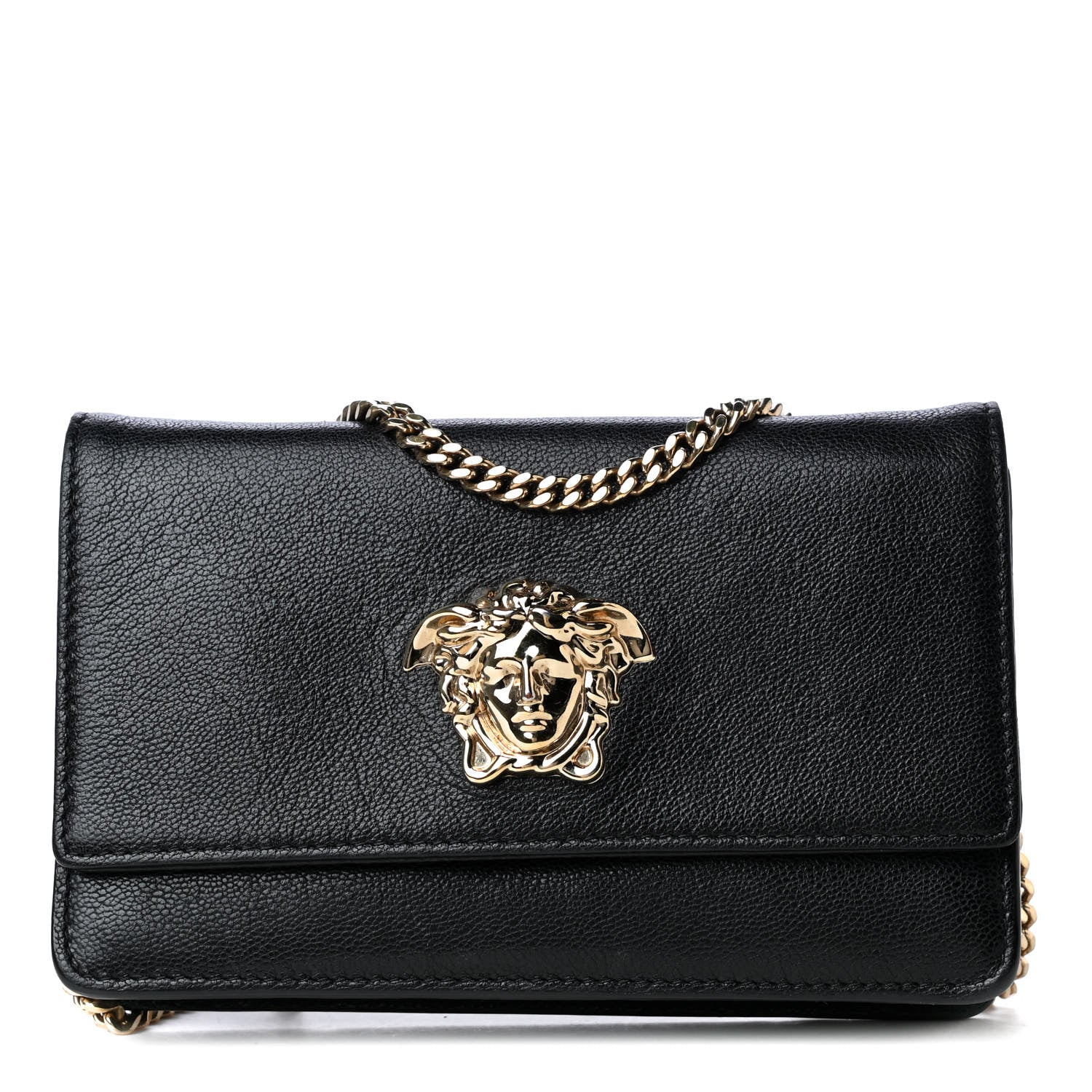 Versace Grained Calfskin Palazzo Chain Evening Bag Black 1 of 6