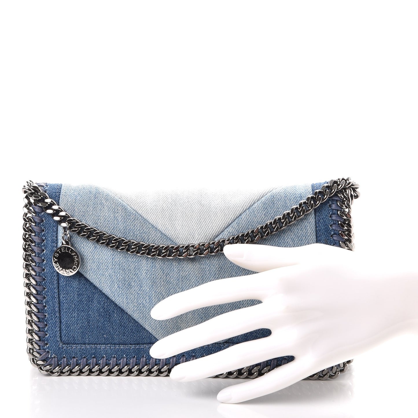 Eco Denim Chevron Quilted Falabella Crossbody Blue
