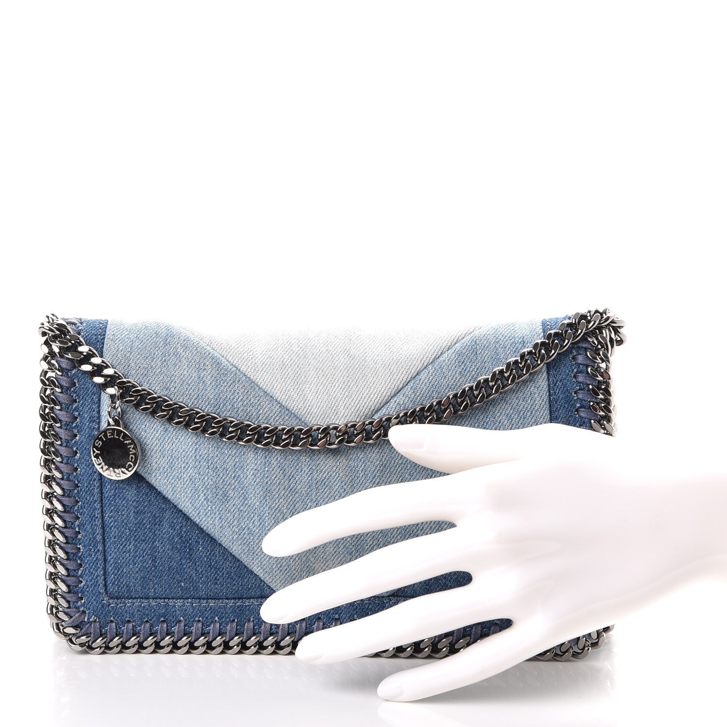 Stella McCartney Eco Denim Chevron Quilted Falabella Crossbody Blue 3 of 8