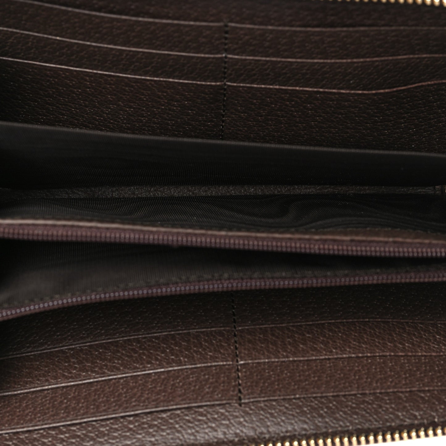 GG Supreme Monogram Web Ophidia Zip Around Wallet Brown