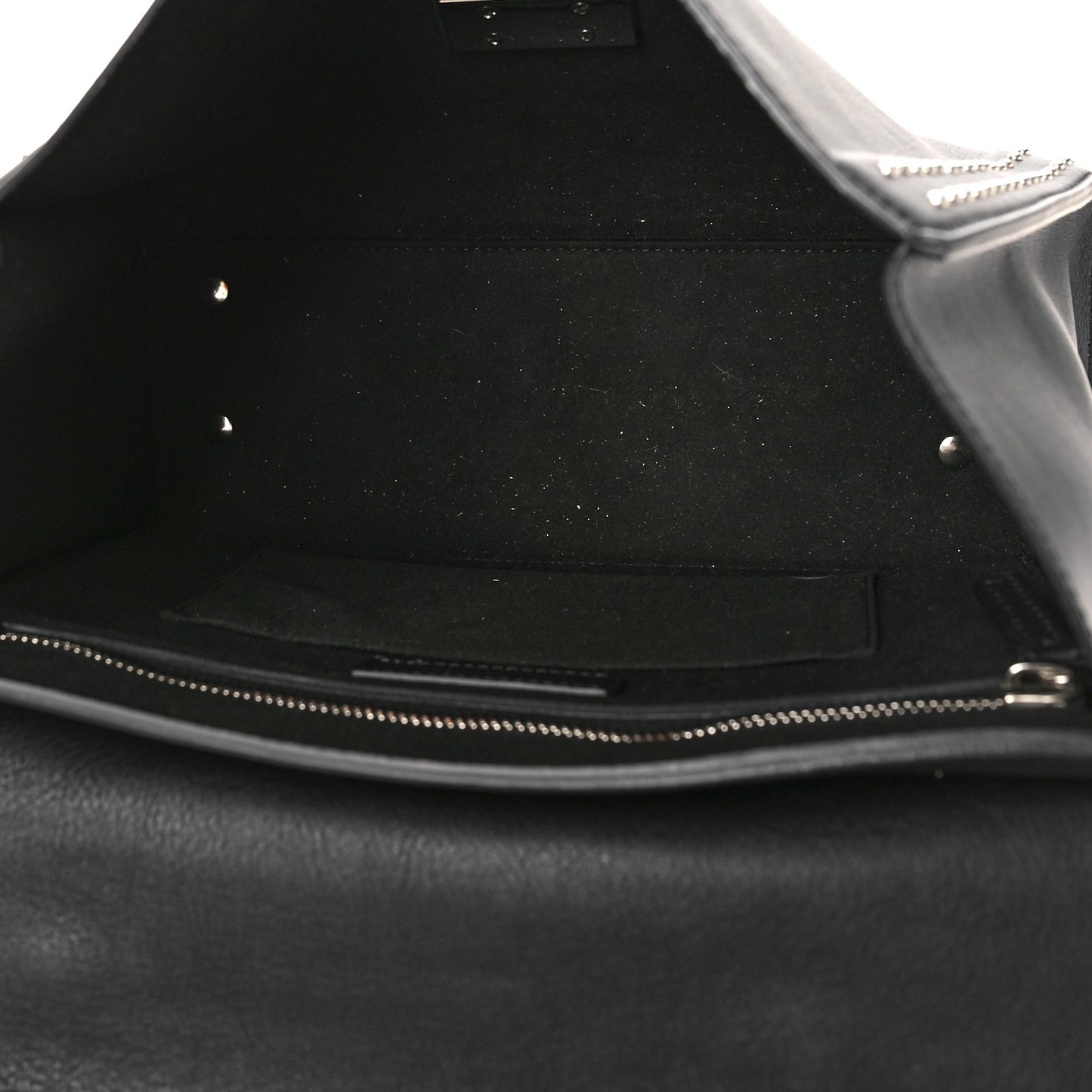 Grained Calfskin Studded Small Shark Lock Satchel Black