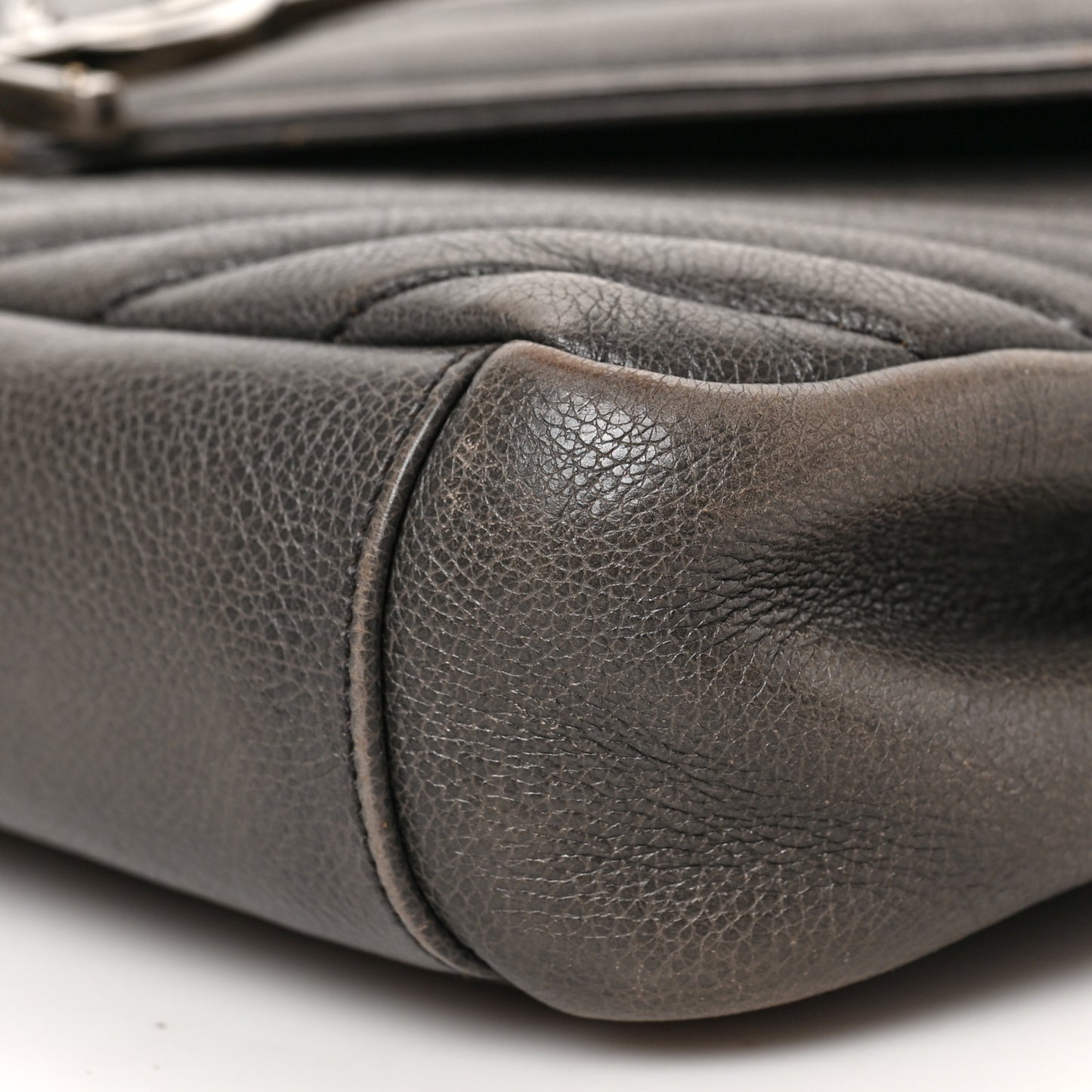 Sheepskin Matelasse Chevron Monogram Medium College Bag Asphalt