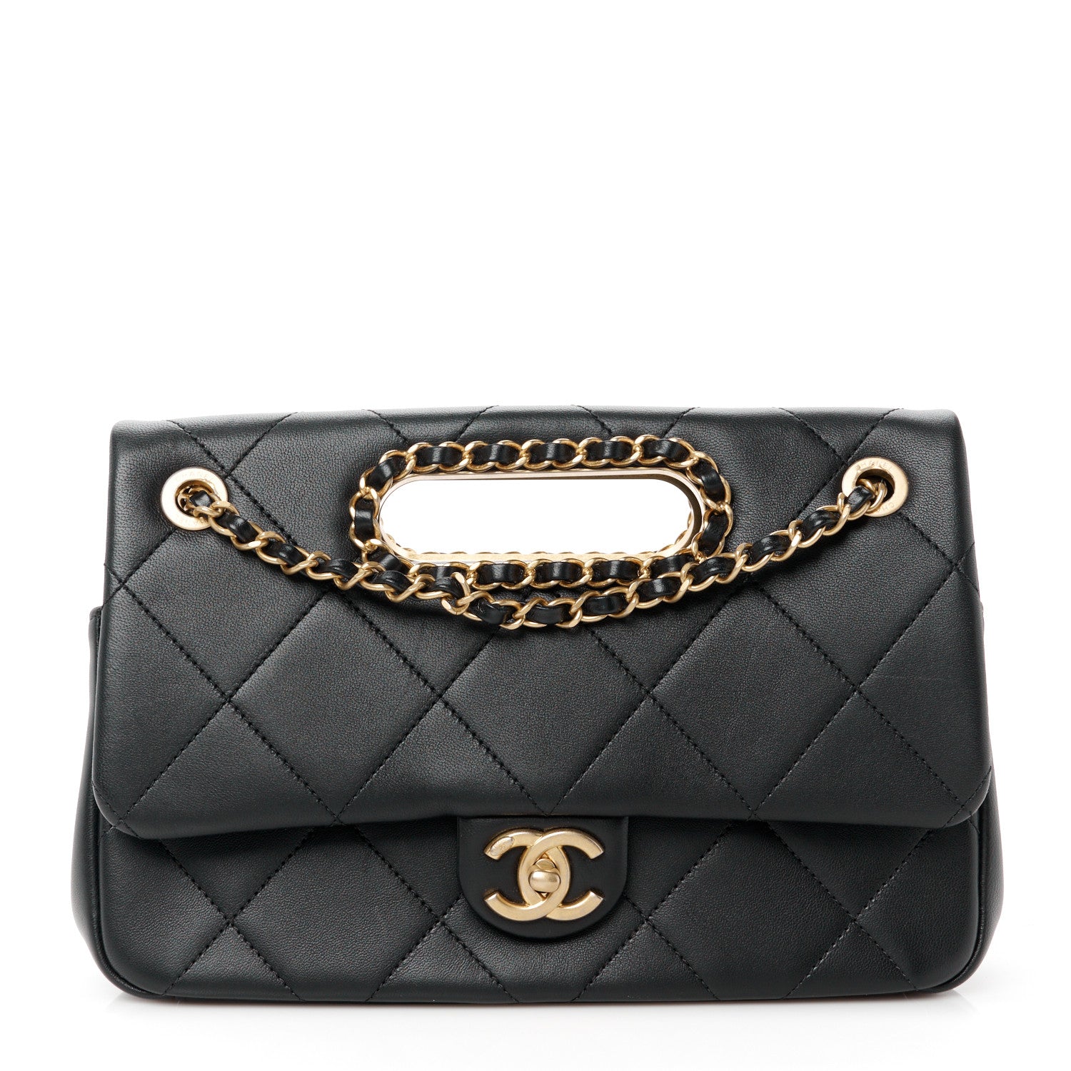 Chanel Lambskin Small A Real Catch Flap Bag Black 1 of 12