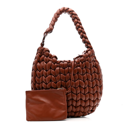 Chloe Lambskin Woven Wooden C Shoulder Bag Sepia Brown 3 of 12