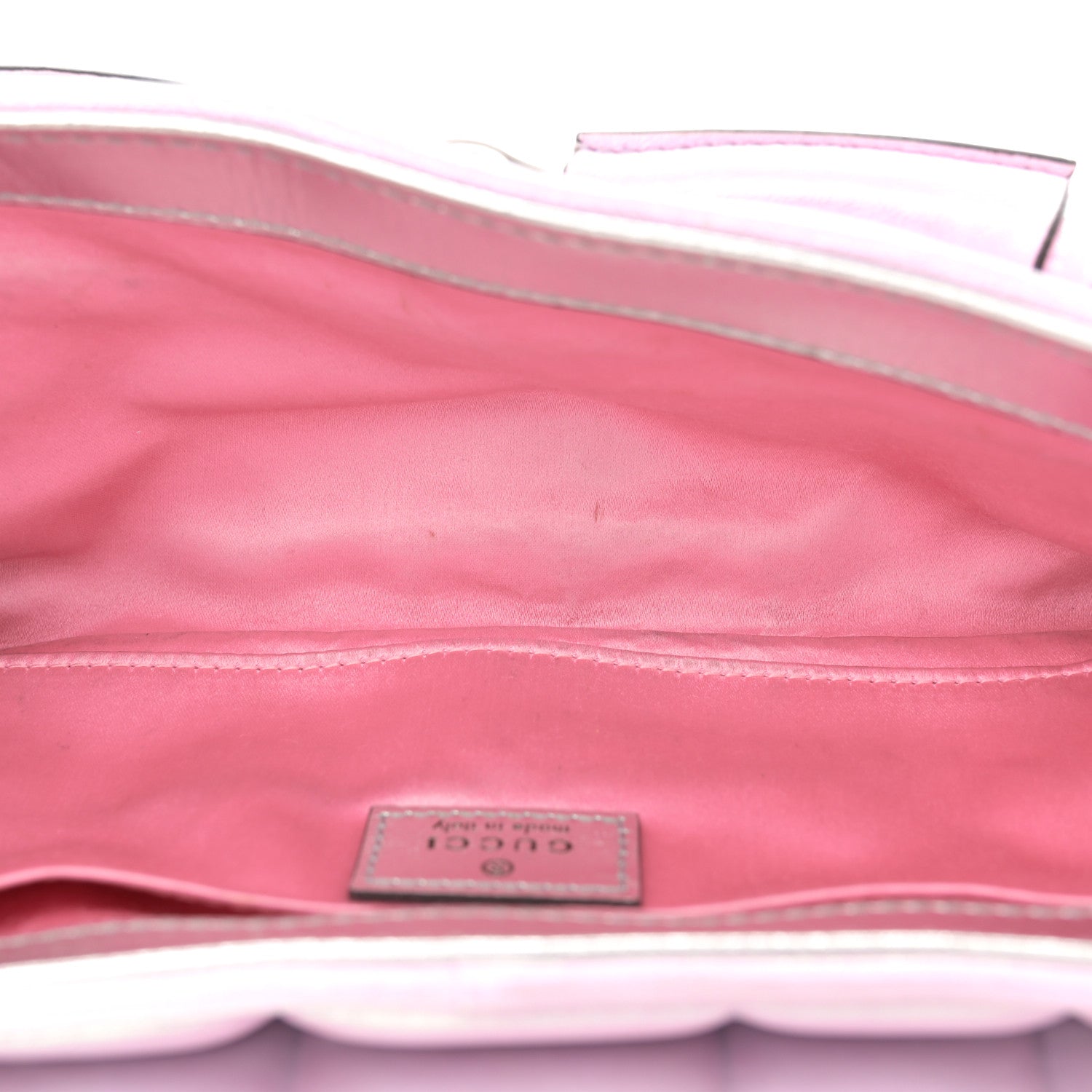 Gucci Iridescent Nappa Vertical Matelasse Medium Maxi Horsebit Chain Shoulder Bag Escape Pink 5 of 14