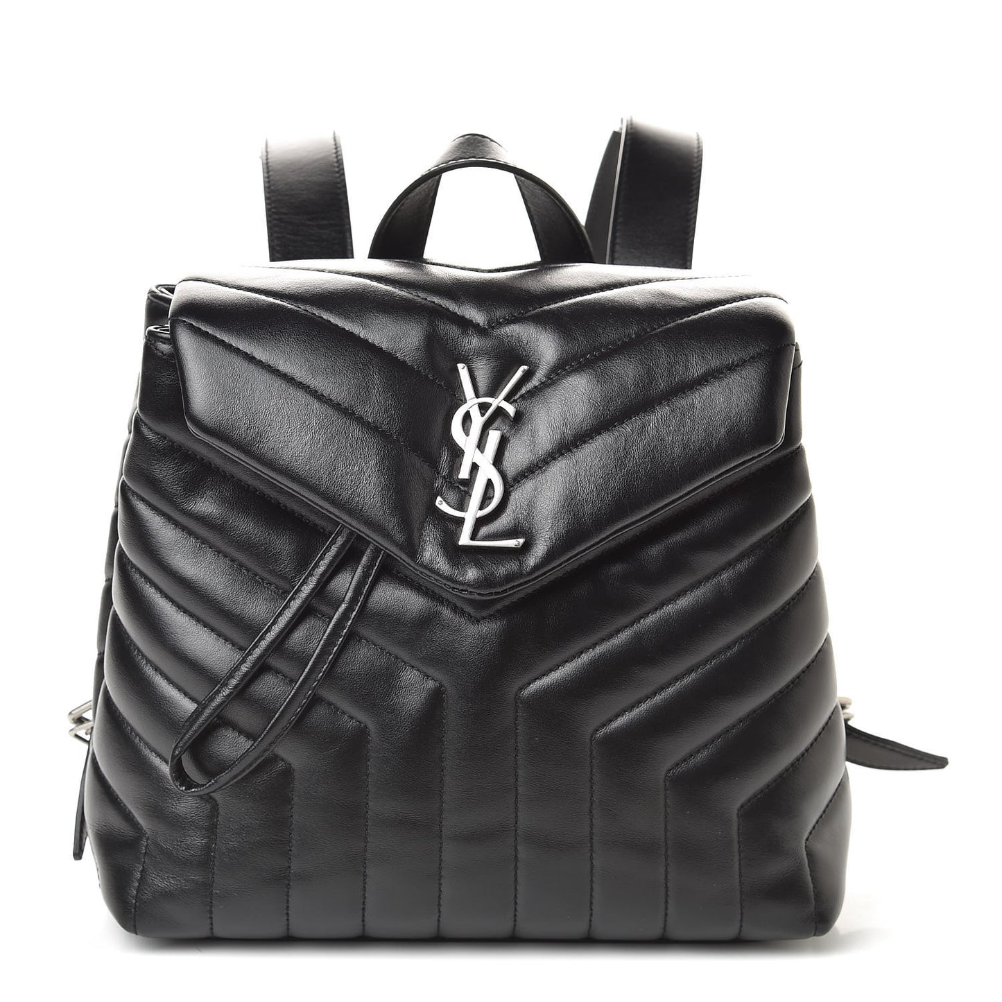 Calfskin Y Quilted Monogram Small Loulou Backpack Black