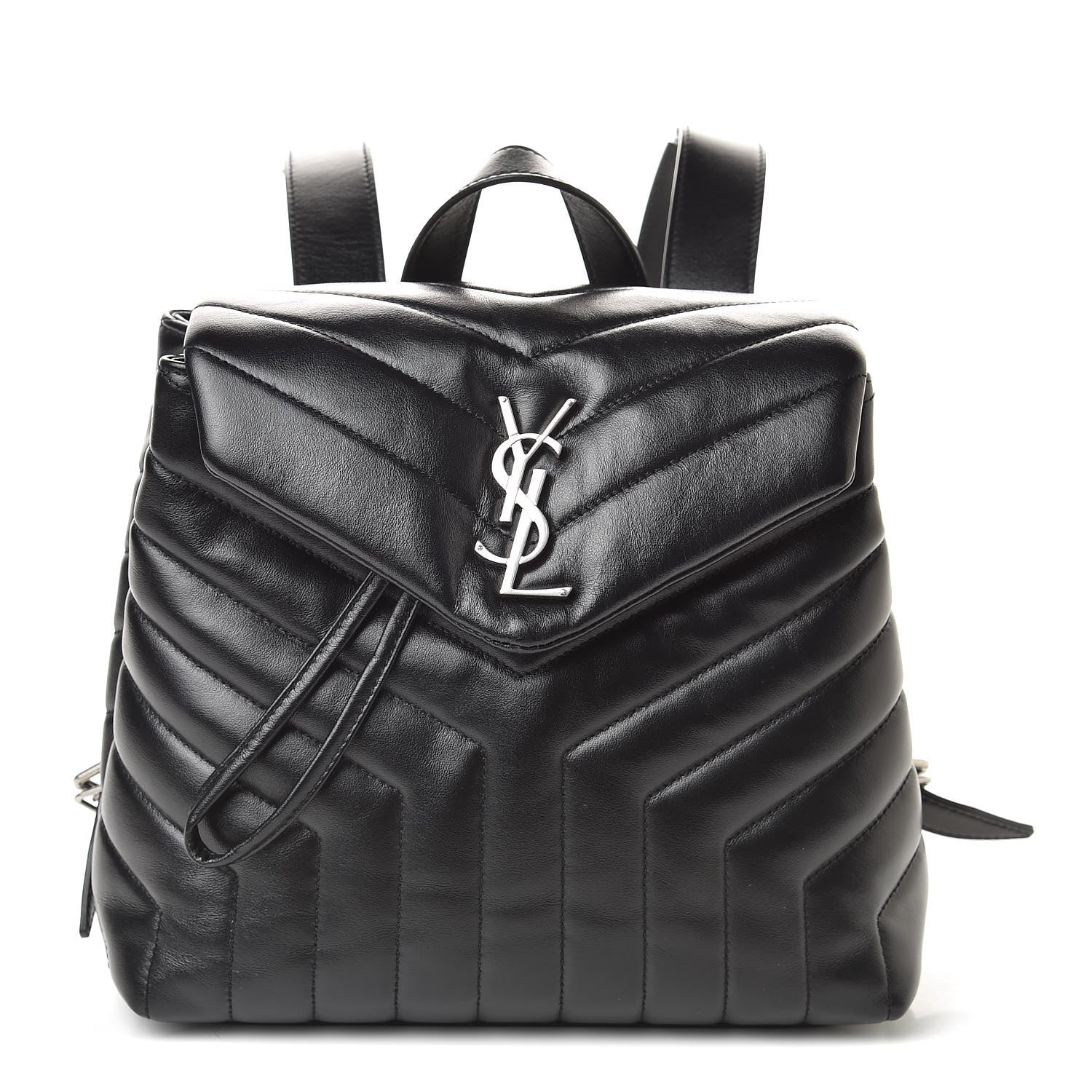 Saint Laurent Calfskin Y Quilted Monogram Small Loulou Backpack Black 1 of 9