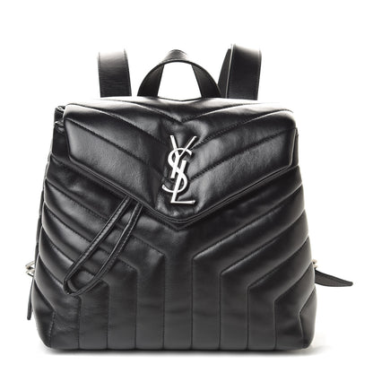 Saint Laurent Calfskin Y Quilted Monogram Small Loulou Backpack Black 1 of 9