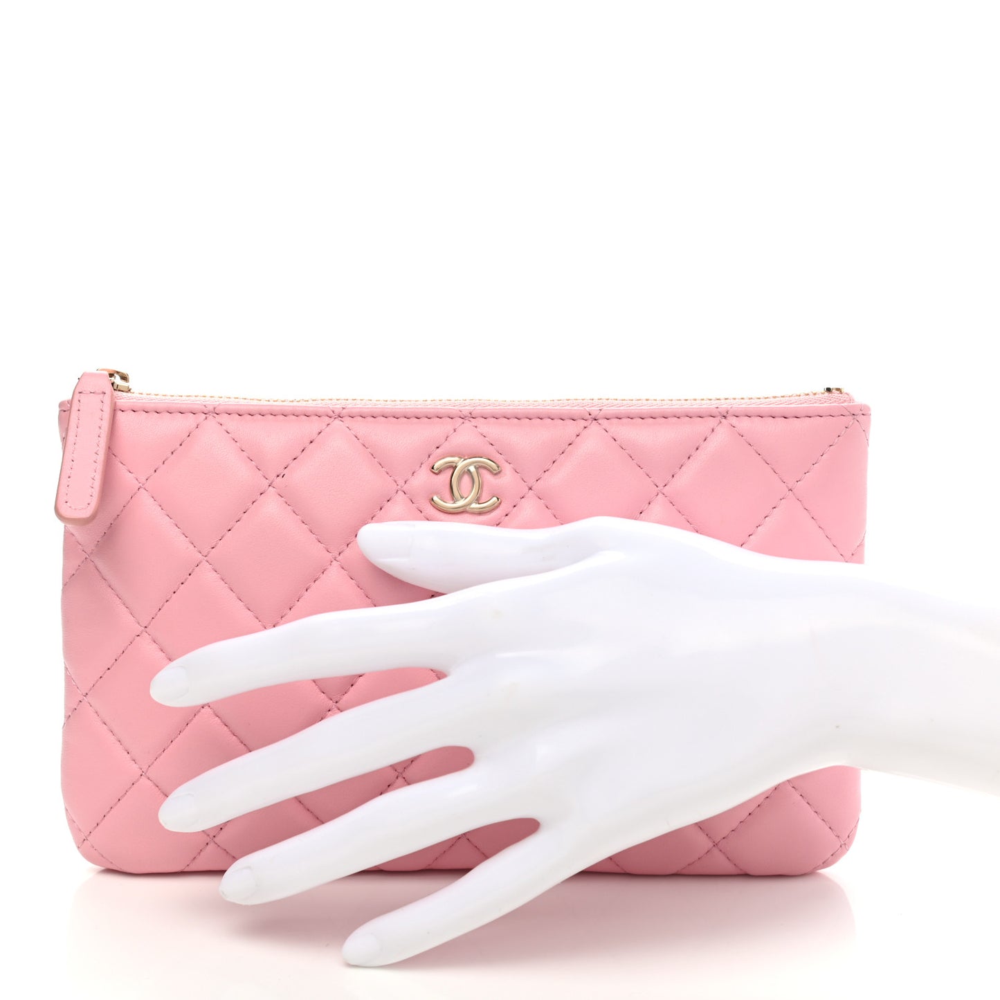 Lambskin Quilted Cosmetic Case Pink