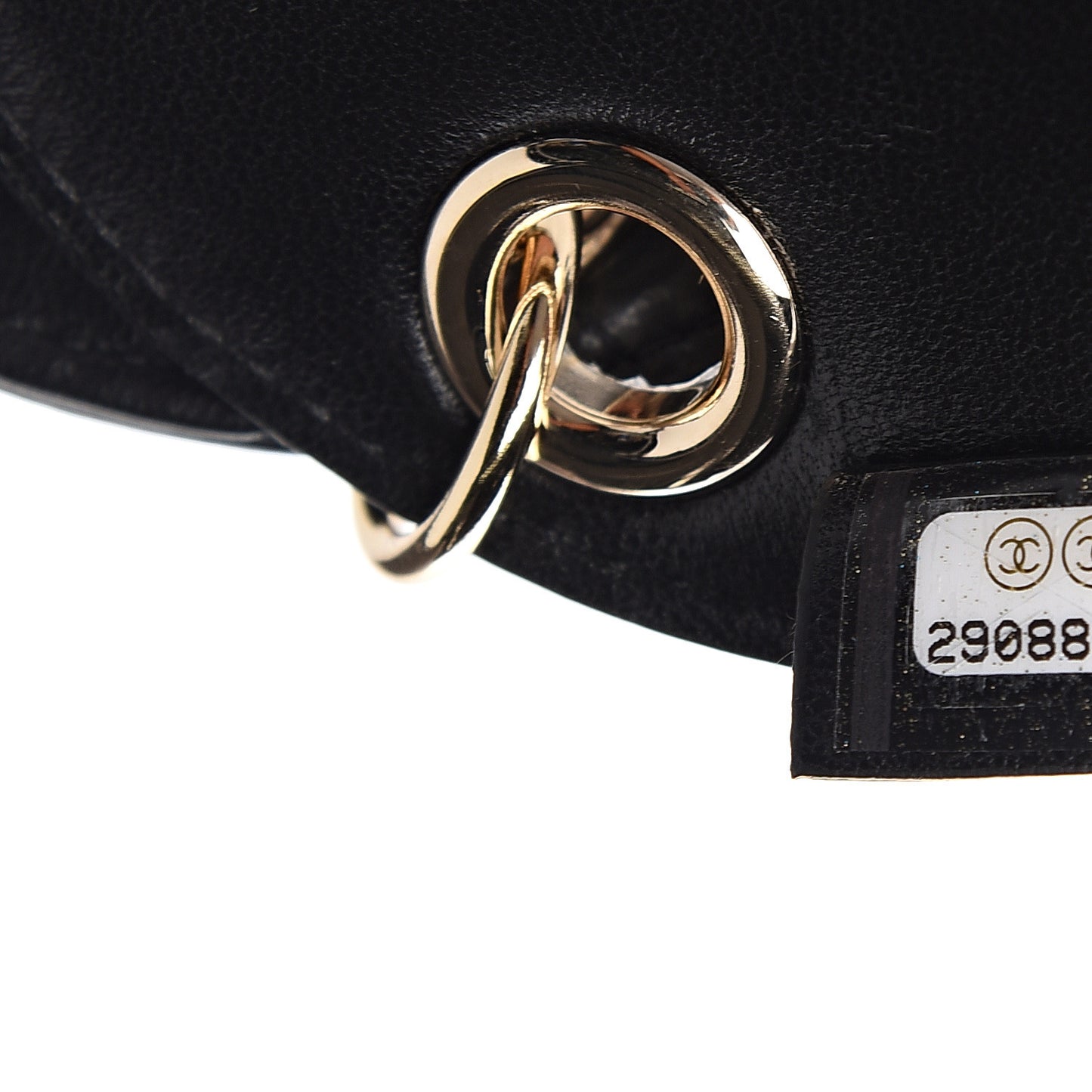 Lambskin Quilted Round Luggage Tag Black