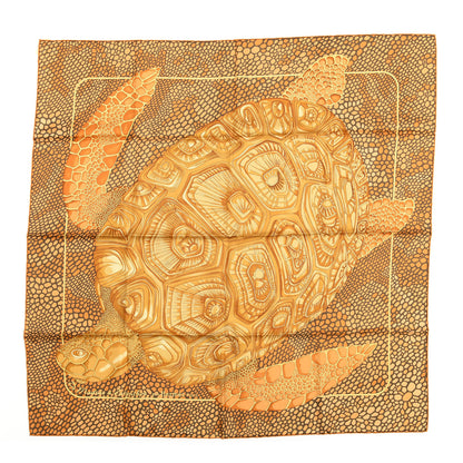 Hermes Silk De Madras A Zakynthos Scarf 90 Potiron Marron Beige Dore 1 of 5