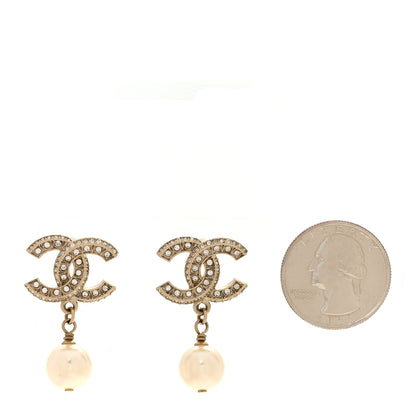 Chanel Crystal Pearl CC No 5 Hoop Drop Earring Gold 2 of 5