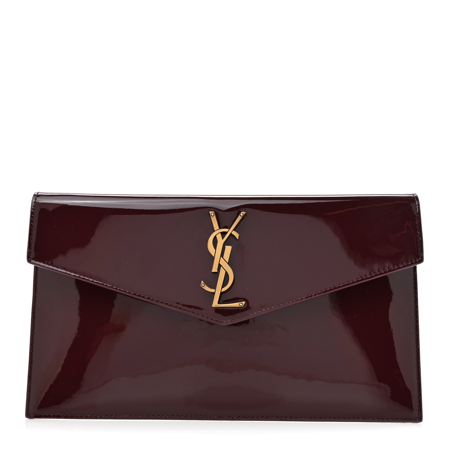 Saint Laurent Patent Calfskin Monogram Uptown Clutch Dark Red Wine 1 of 7