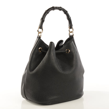 Gucci Pebbled Calfskin Miss Bamboo Bucket Bag Black 3 of 7