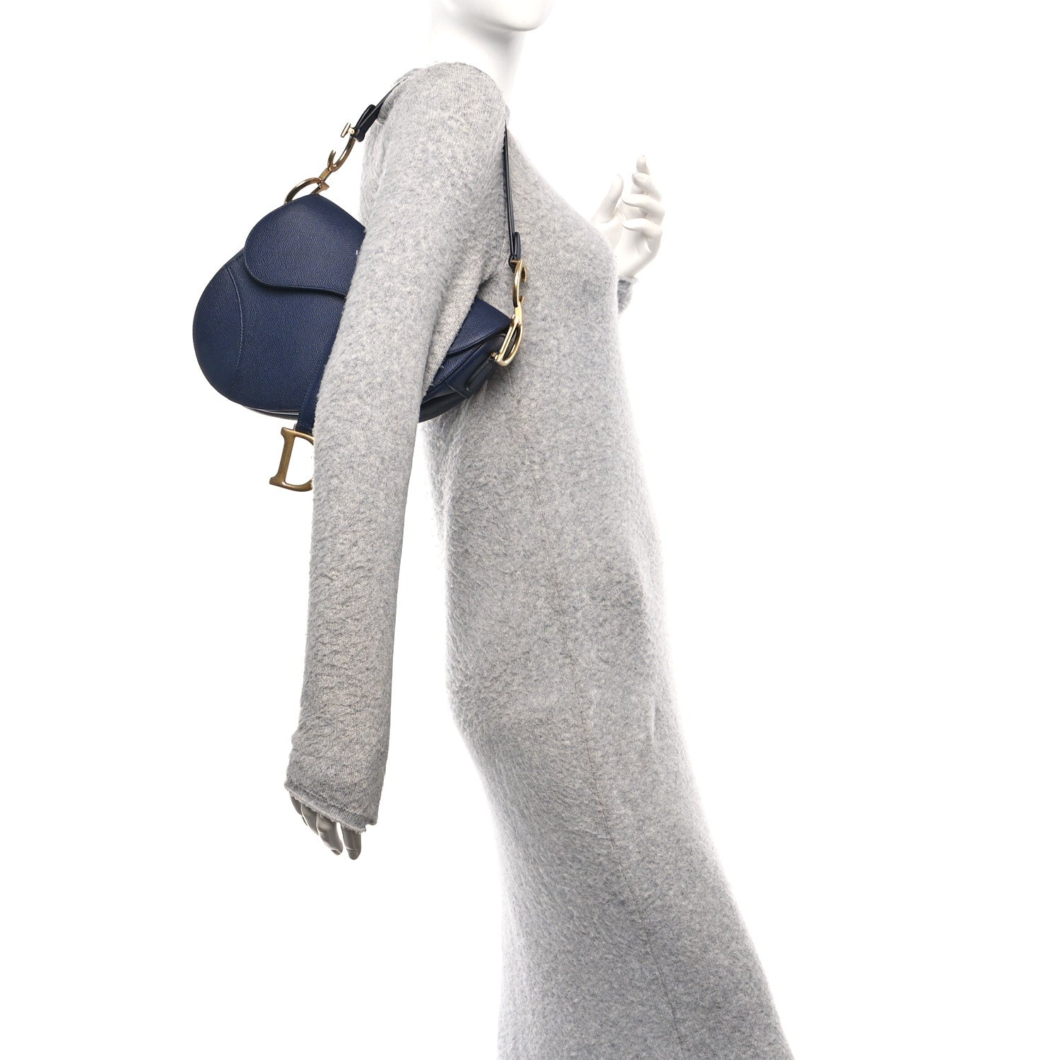 Christian Dior Grained Calfskin Saddle Bag Navy 2 of 10