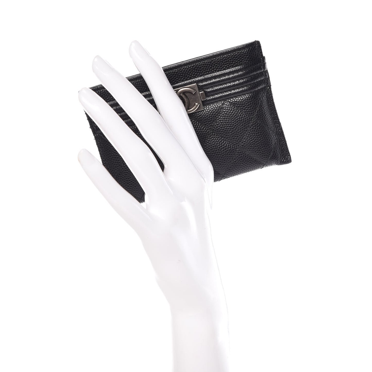 Caviar Quilted Boy Card Holder Black
