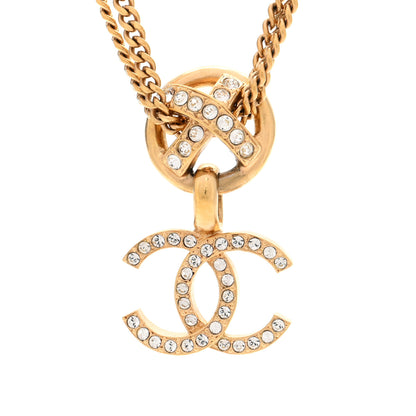 Chanel Crystal CC X Drop Multi Strand Necklace Gold 4 of 7