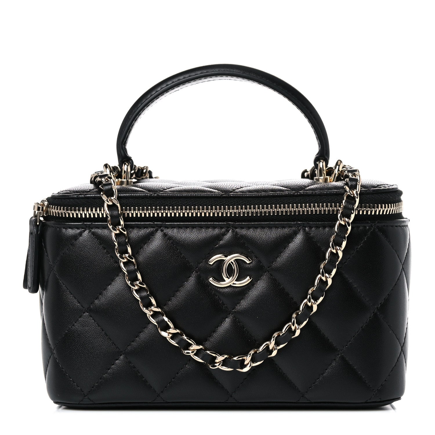 Chanel Lambskin Quilted Small Top Handle Vanity Case With Chain Black 1 of 10