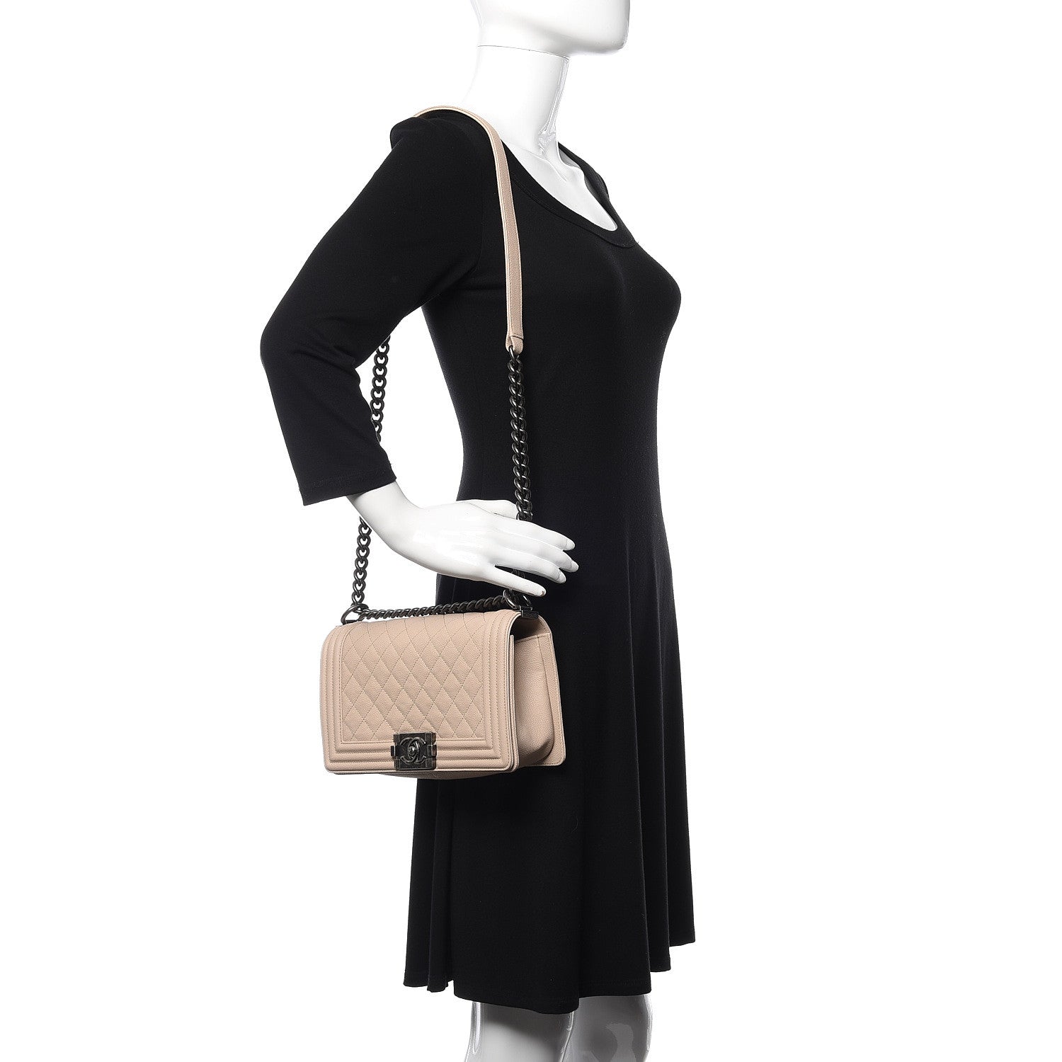 Chanel Caviar Quilted Medium Boy Flap Dark Beige 2 of 11