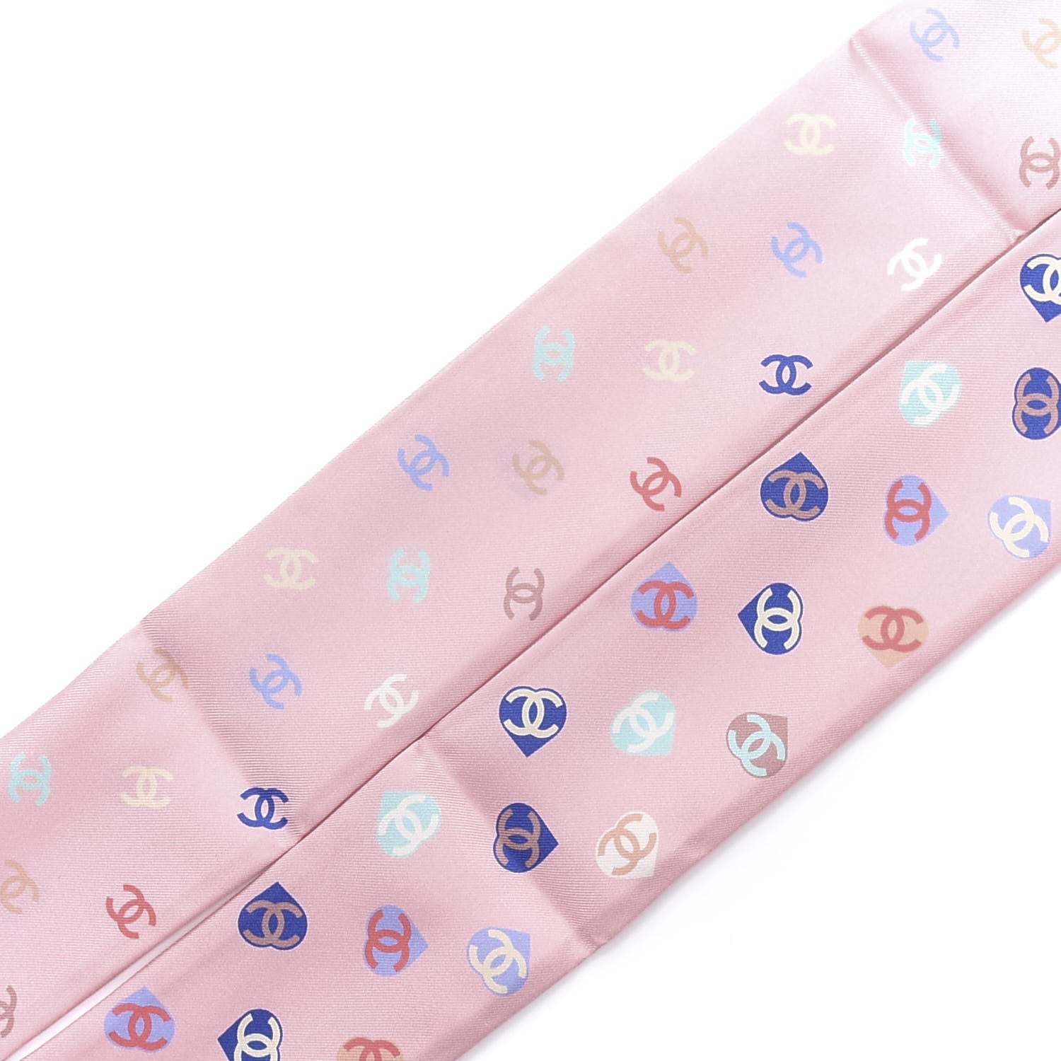 Chanel Silk Heart CC Slim Bandeau Scarf Pink 2 of 4