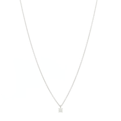 Tiffany Platinum Diamond .17ct Solitaire Pendant Necklace 1 of 5