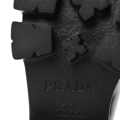 Prada Spazzolato Rois Metal Triangle Logo Monolith 55mm Loafers 38 Black 7 of 9