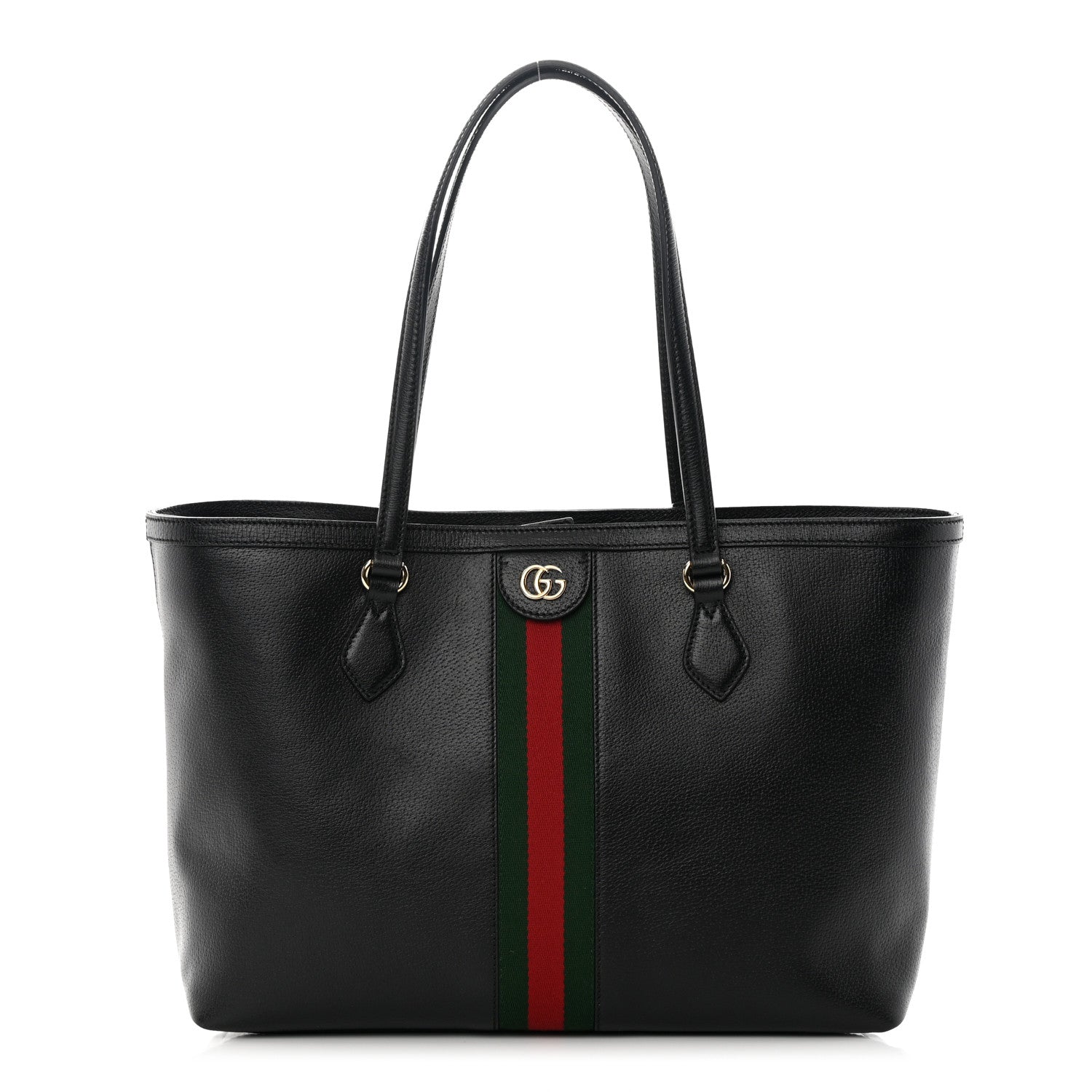 Gucci Textured Calfskin Web Medium Ophidia Shopping Tote Black 1 of 11