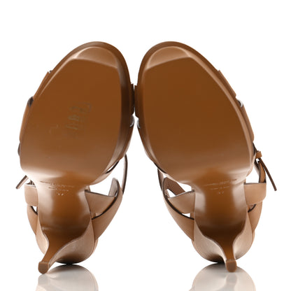 Saint Laurent Calfskin Tribute 105 Platform Sandals 37 Cognac 5 of 9