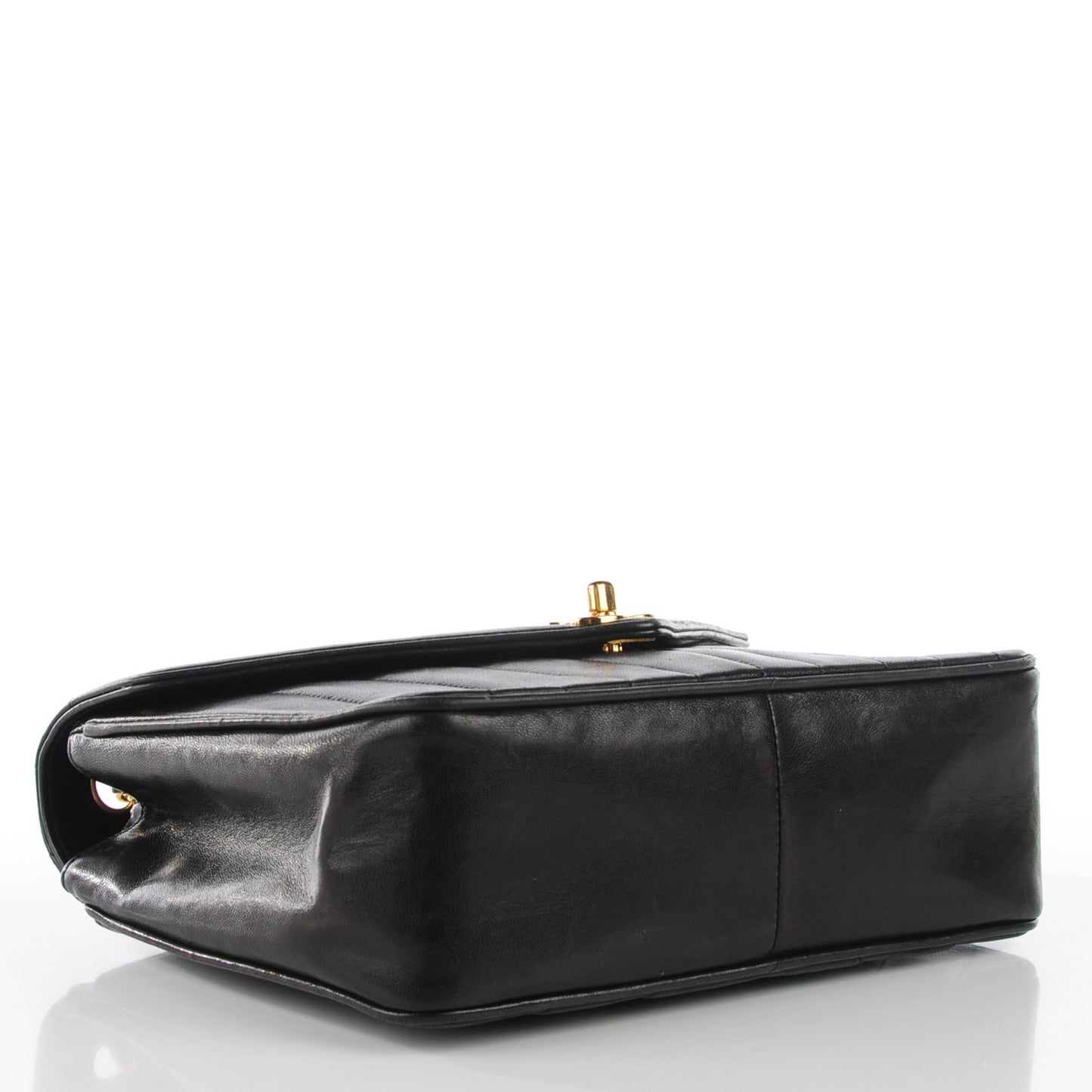 Lambskin Quilted Chevron Small Single Flap Black