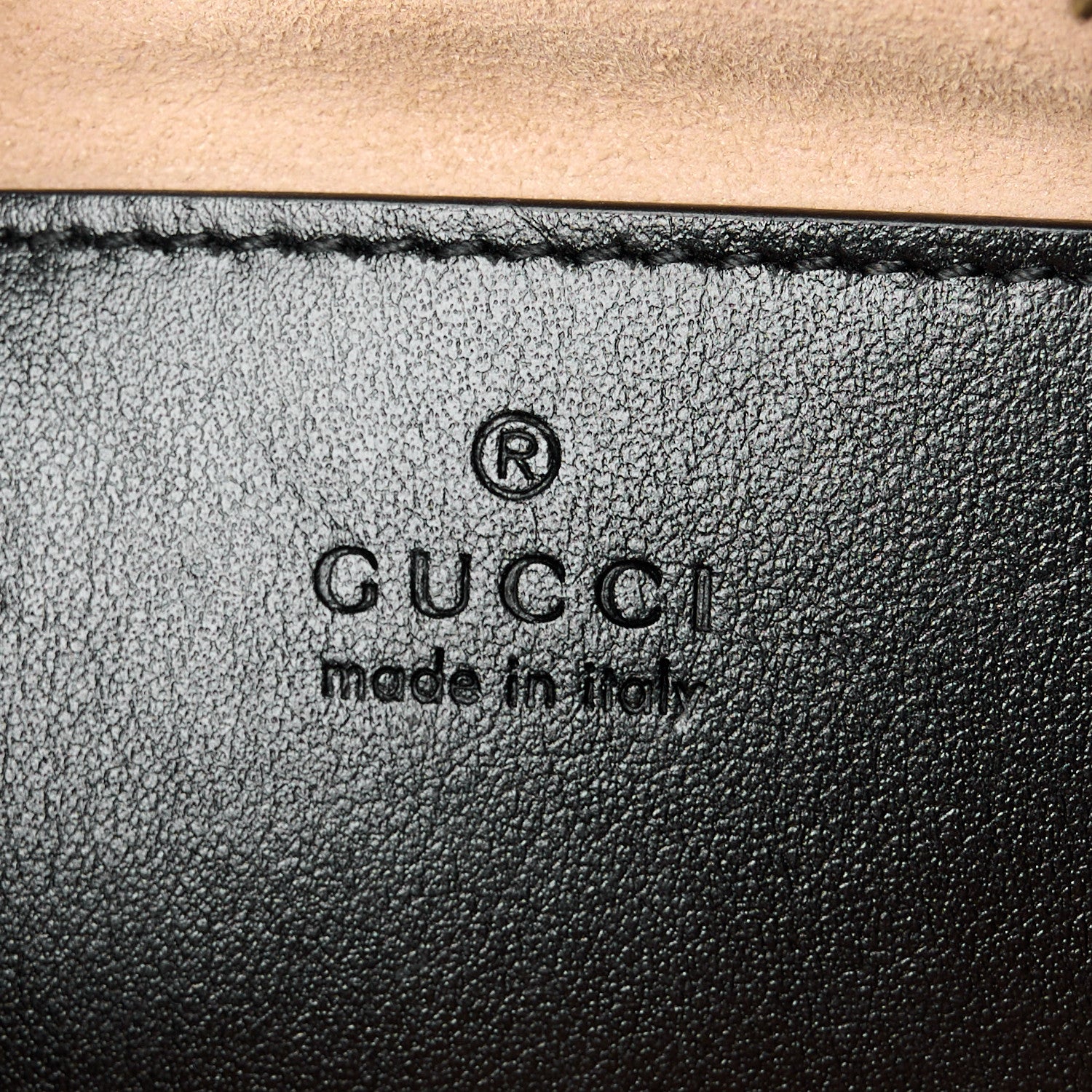 Gucci Calfskin Matelasse Small GG Marmont Chain Shoulder Bag Black 6 of 10