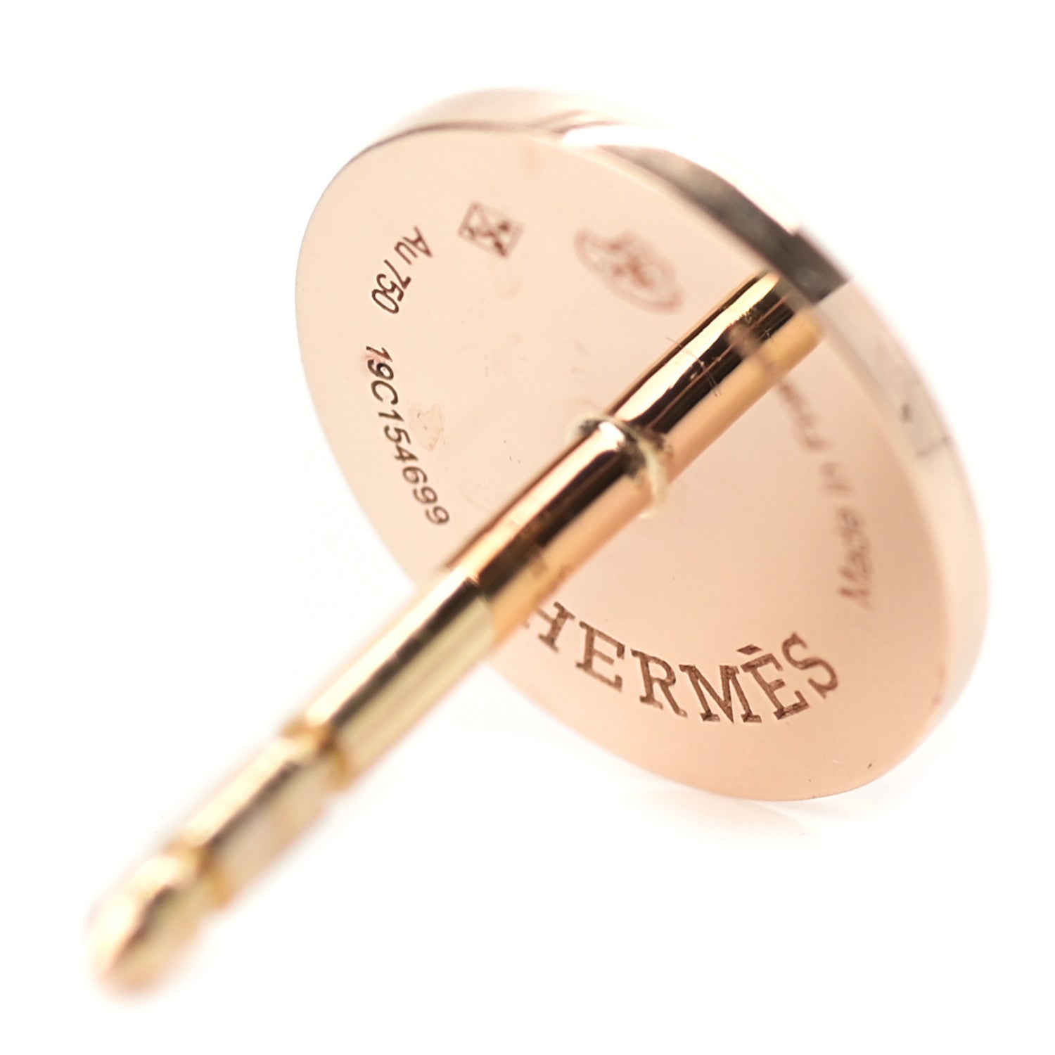 Hermes 18K Rose Gold TPM Ex-Libris Stud Earrings 3 of 5