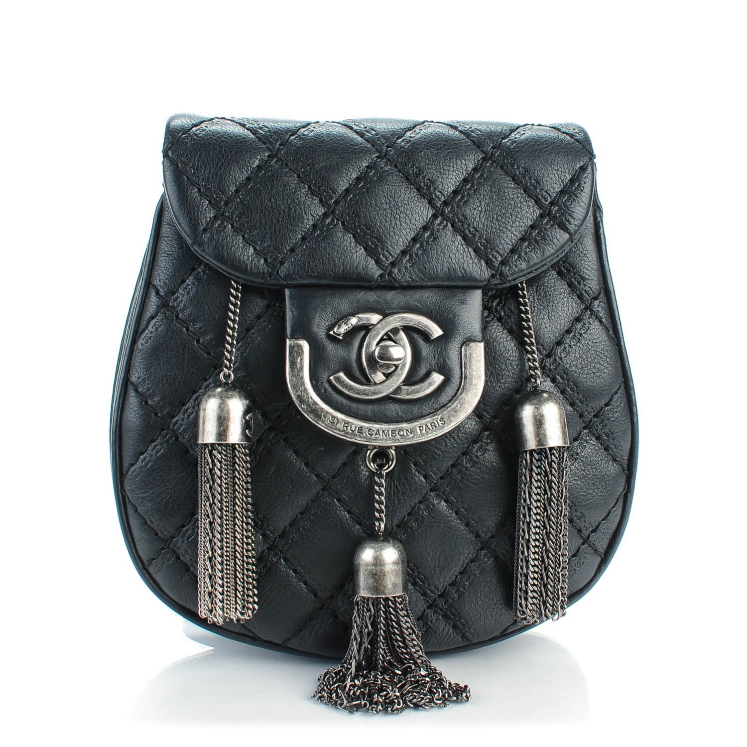 Chanel Calfskin Quilted Coco Sporran Small Tassel Flap Black 1 of 8