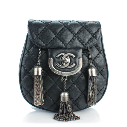 Chanel Calfskin Quilted Coco Sporran Small Tassel Flap Black 1 of 8