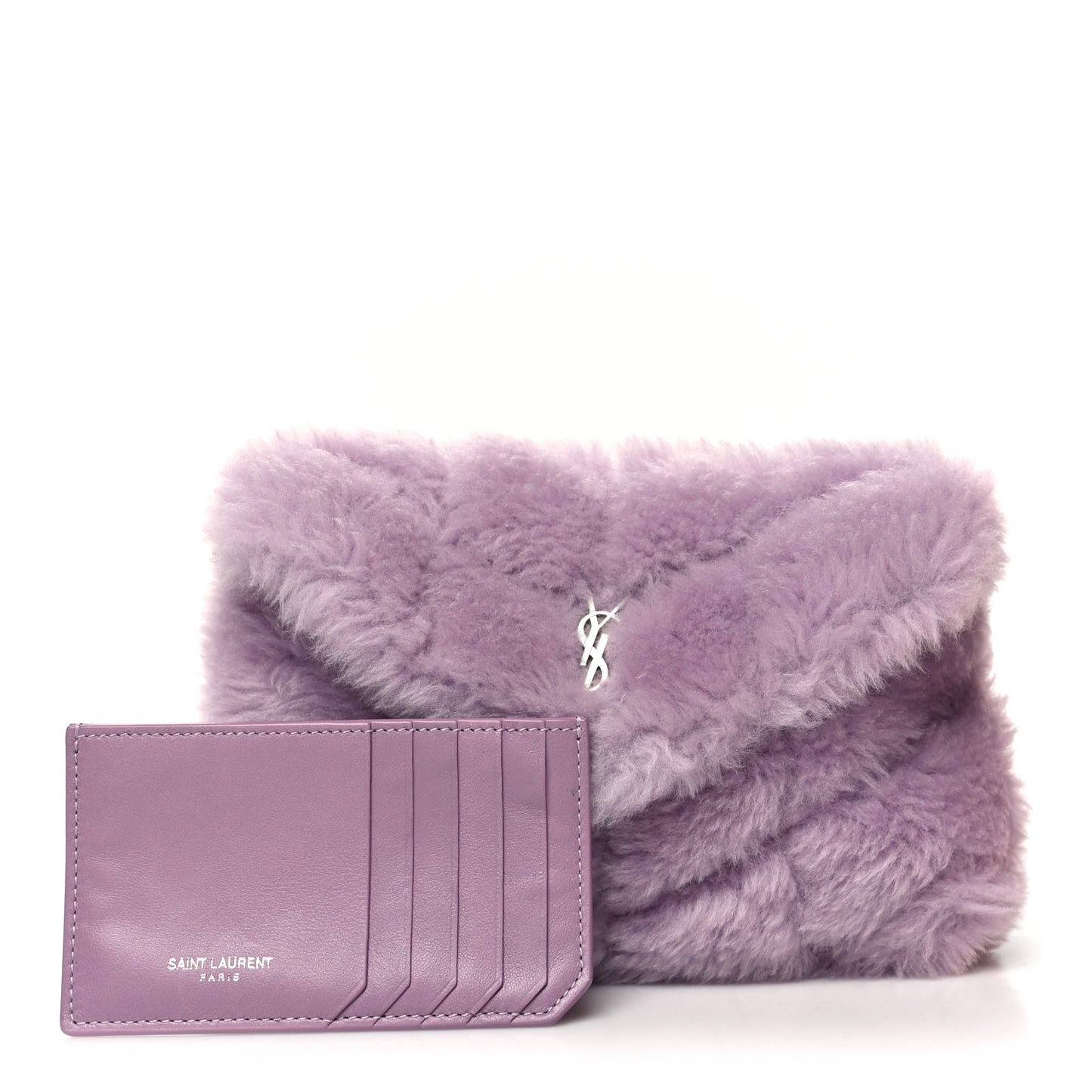 Shearling Quilted Monogram Loulou Puffer Pouch Clutch Lilac