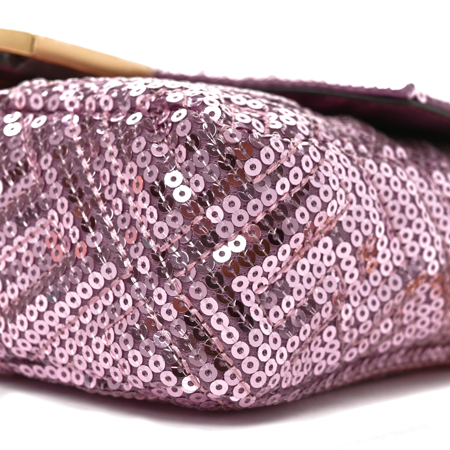 Ricamo Sequin Paillettes Vitello Grace FF Mini Baguette Rosa