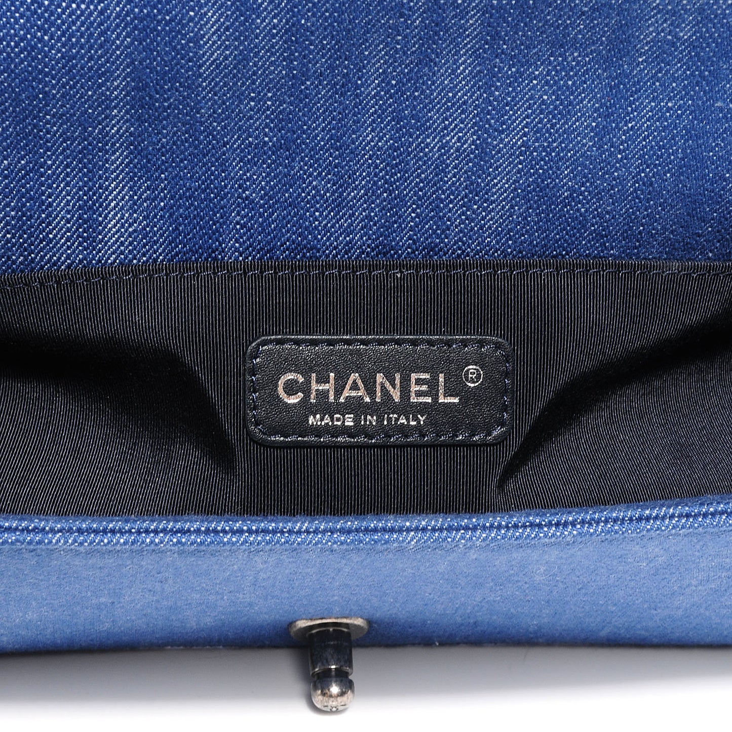 Denim Chevron Medium Boy Flap Blue