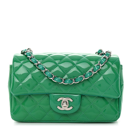 Chanel Patent Calfskin Quilted Mini Rectangular Flap Green 1 of 11