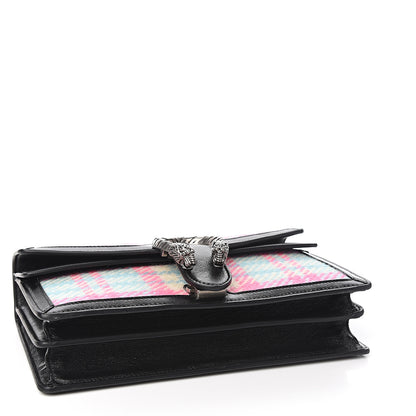 Gucci Tweed Azalea Calfskin Candy Madras Small Dionysus Shoulder Bag Blue Pink Black 3 of 10