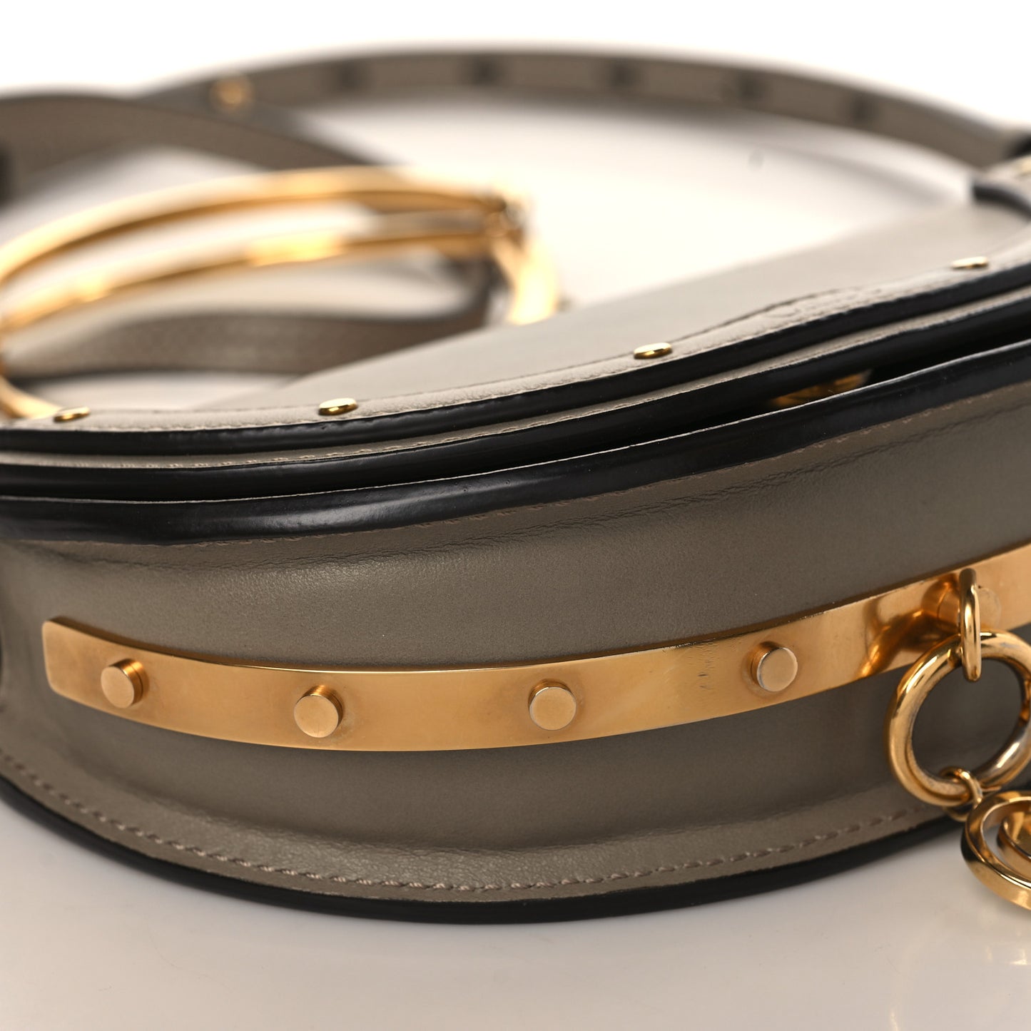 Calfskin Small Nile Bracelet Minaudiere Bag Motty Grey