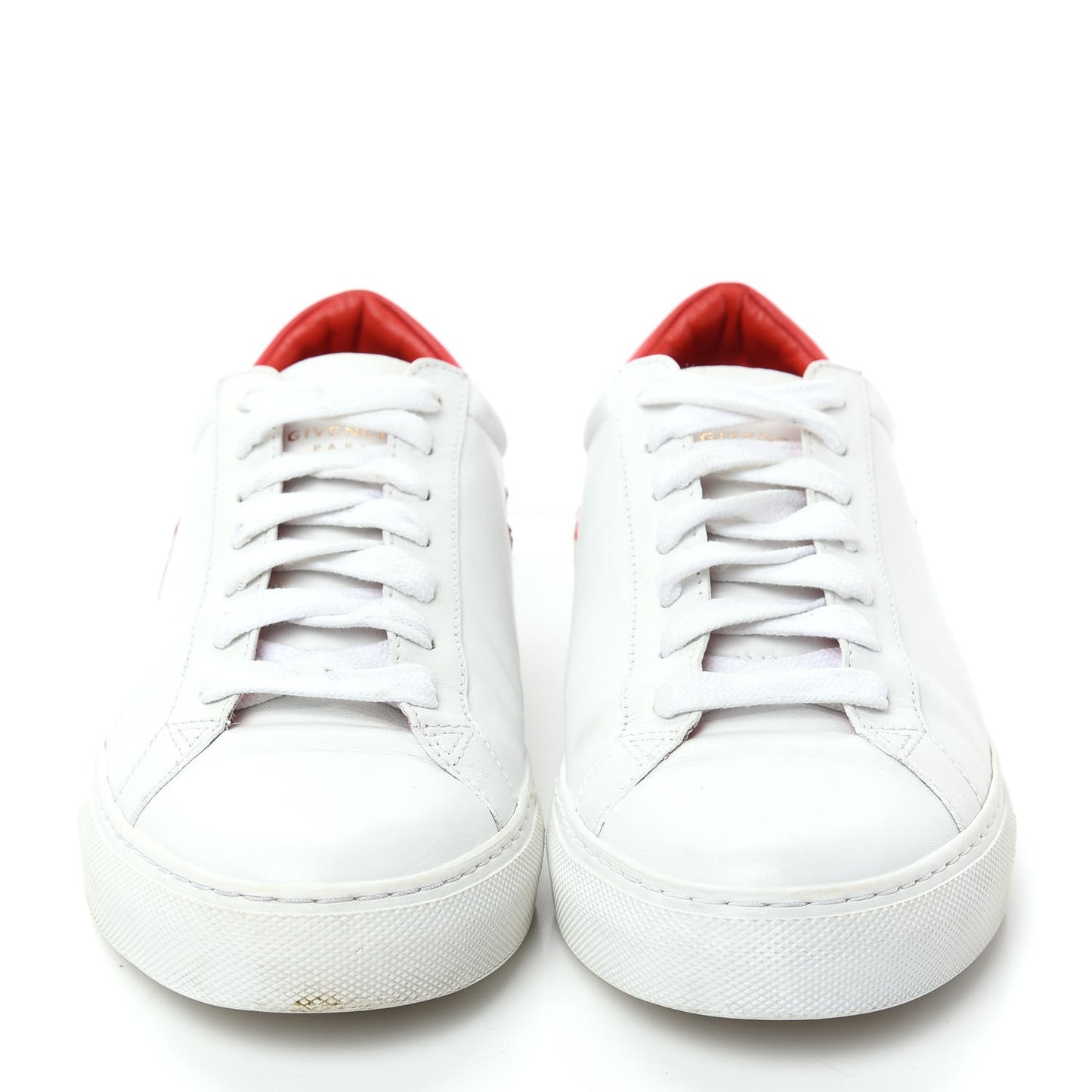 Calfskin Reverse Logo Womens Urban Street Sneakers 38.5 White Red