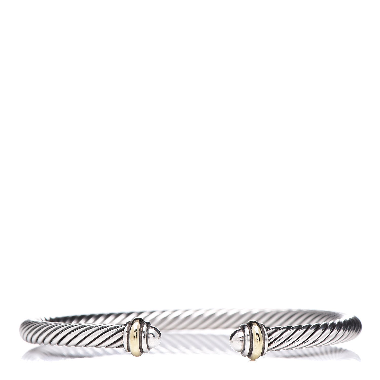 David Yurman Sterling Silver 18K Yellow Gold 4mm Cable Classics Bracelet 1 of 5