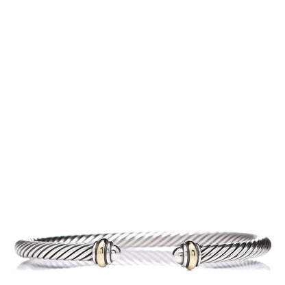 David Yurman Sterling Silver 18K Yellow Gold 4mm Cable Classics Bracelet 1 of 5