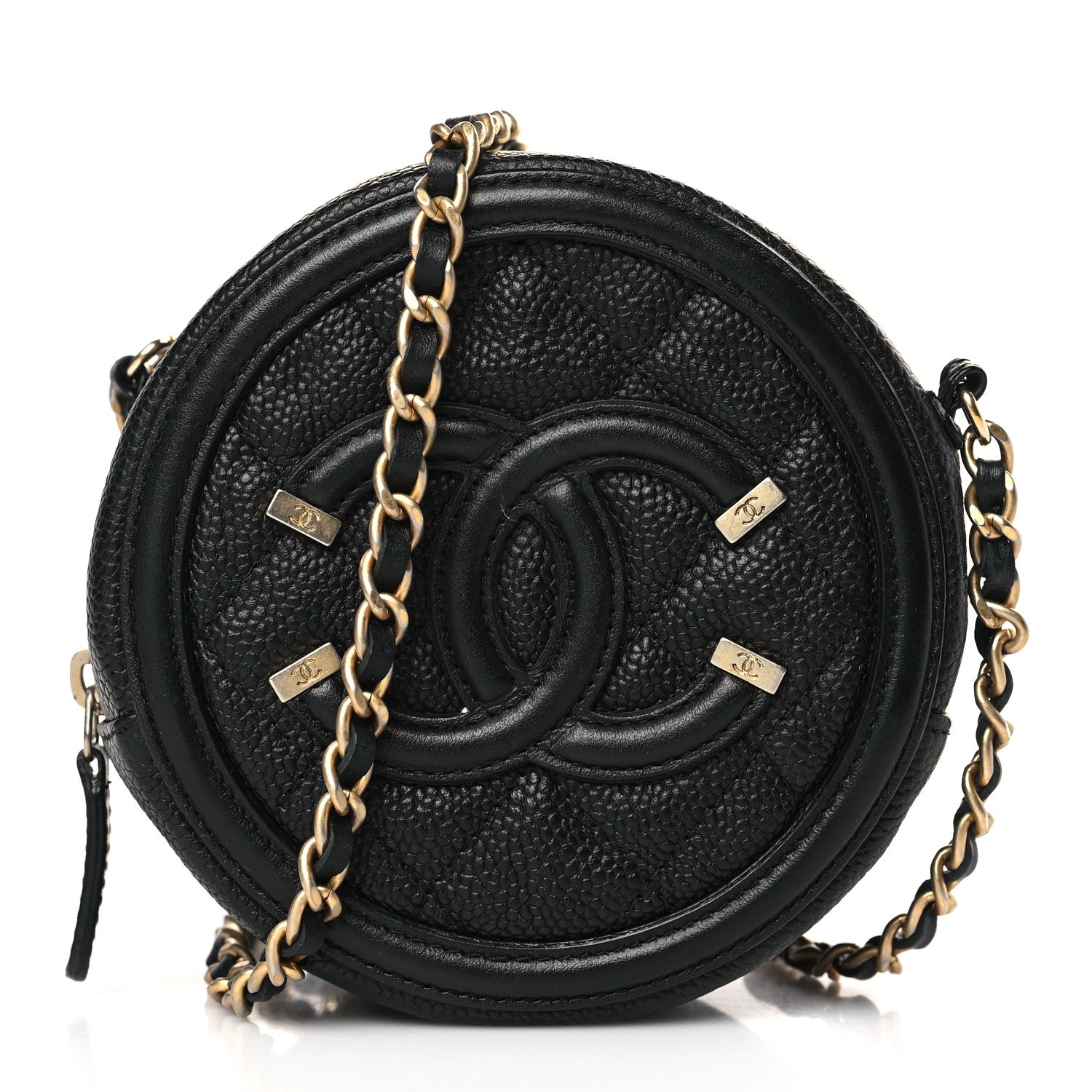 Chanel Caviar Quilted Round Filigree Crossbody Black 1 of 9