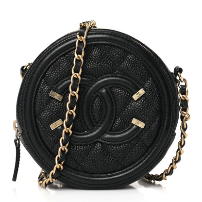 Chanel Caviar Quilted Round Filigree Crossbody Black 1 of 9