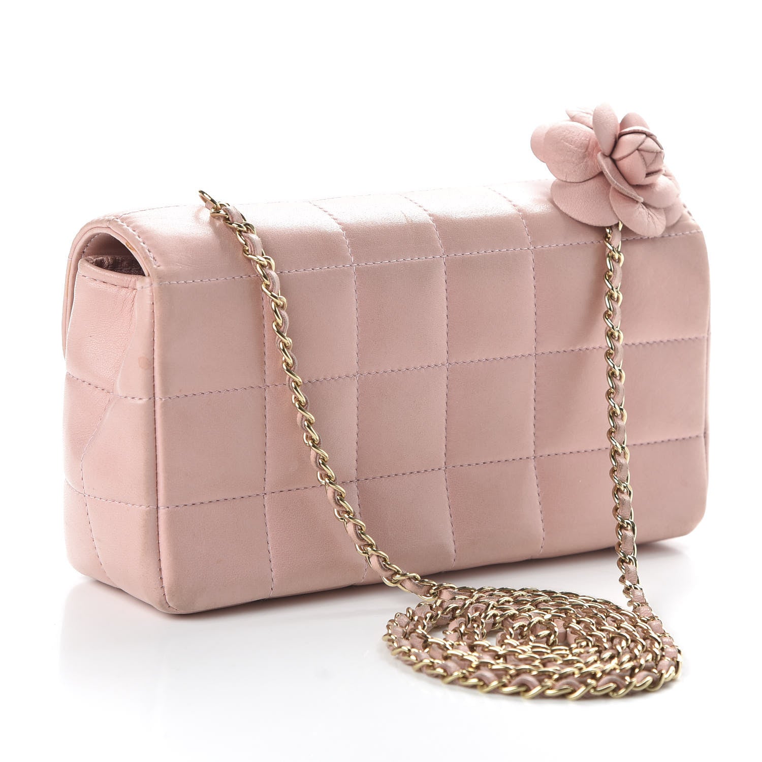 Chanel Lambskin Quilted Mini Chocolate Bar Camellia Flap Pink 3 of 10
