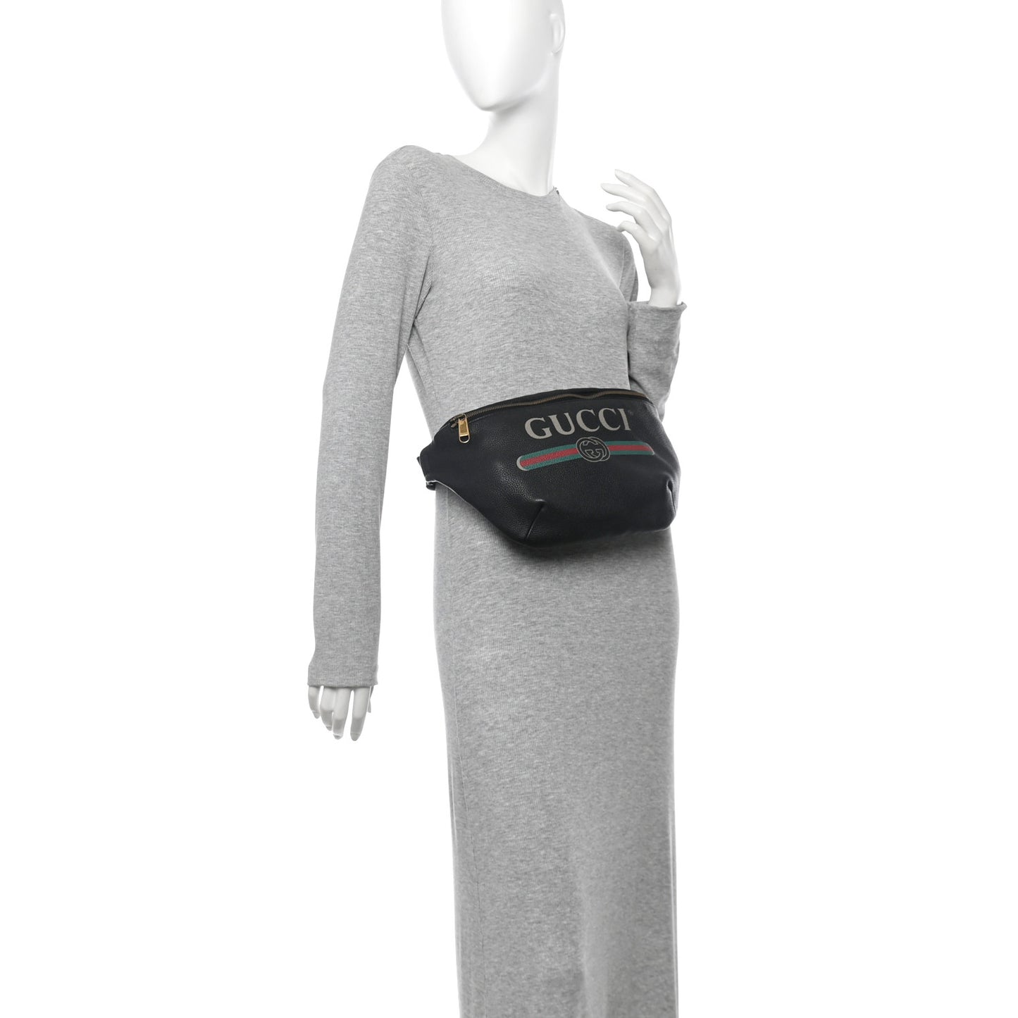 Grained Calfskin Logo Belt Bag Black