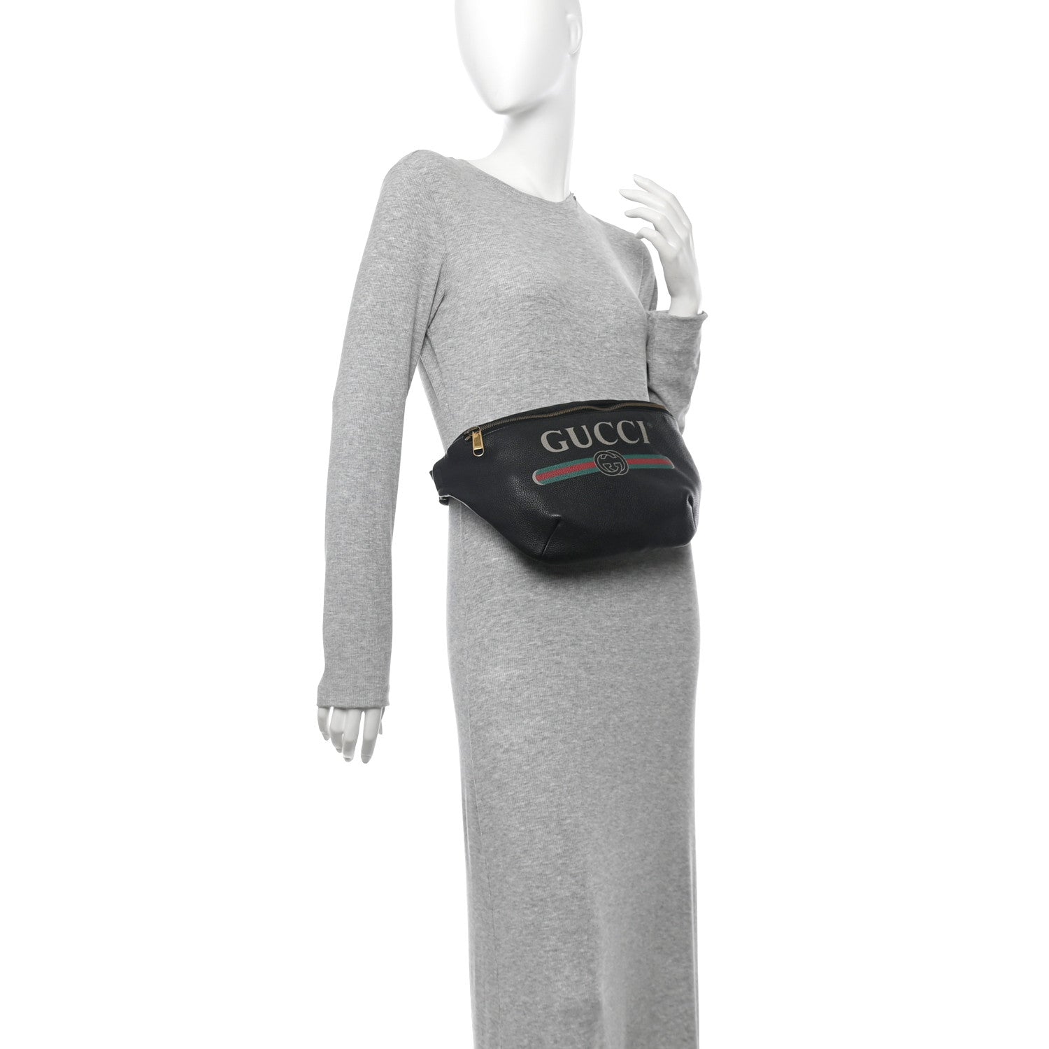 Gucci Grained Calfskin Logo Belt Bag Black 2 of 10