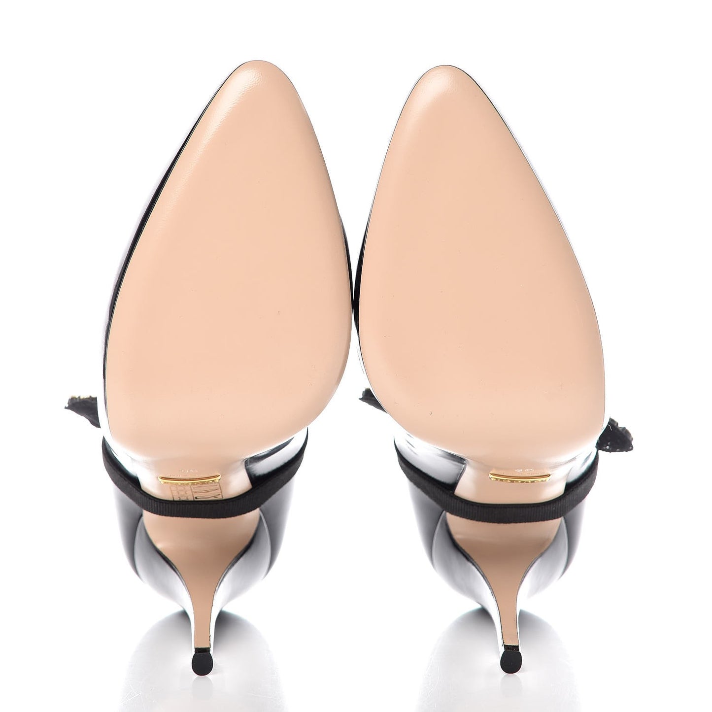 Polished Calfskin Removable Bee Elaisa Platform High Heel Pumps 39 Black